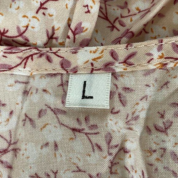 Women's Pink Ditsy Floral V-Neck Empire-Waist Top, Size Large - Picture 5 of 7